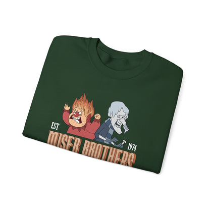 Miser Brothers Heating and Cooling Sweatshirt | Two-Tone Logo | Heat Miser and Snow Miser Christmas Crewneck