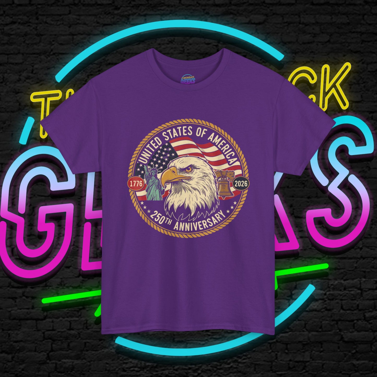 USA 250th Anniversary Shirt, Patriotic Bald Eagle Tee, American Flag Crest Graphic, Independence Day Outfit, Veteran Gift, Unisex T-Shirt