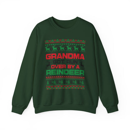 Grandma Got Run Over By A Reindeer Sweatshirt | Funny Christmas Song Ugly Sweater | Retro Holiday Crewneck
