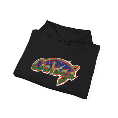 Retro Galaxy Arcade Logo Hoodie | 80s Space Shooter Gamer Sweatshirt | Aged and Worn Design | Unisex Pullover