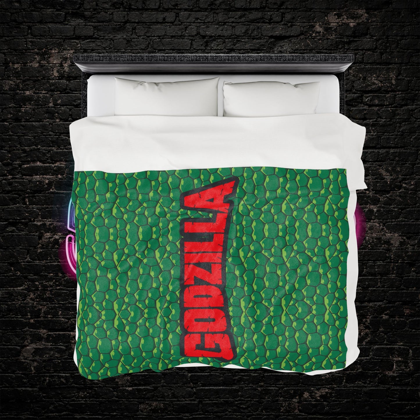 Blanket, Godzilla inspired Velveteen Plush Blanket, Big Monster Movie Night, Cozy Throw for Kaiju Fans, Super Soft Bedding, Unique Home