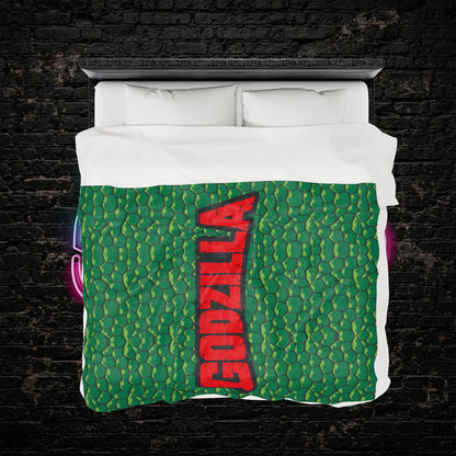 Blanket, Godzilla inspired Velveteen Plush Blanket, Big Monster Movie Night, Cozy Throw for Kaiju Fans, Super Soft Bedding, Unique Home