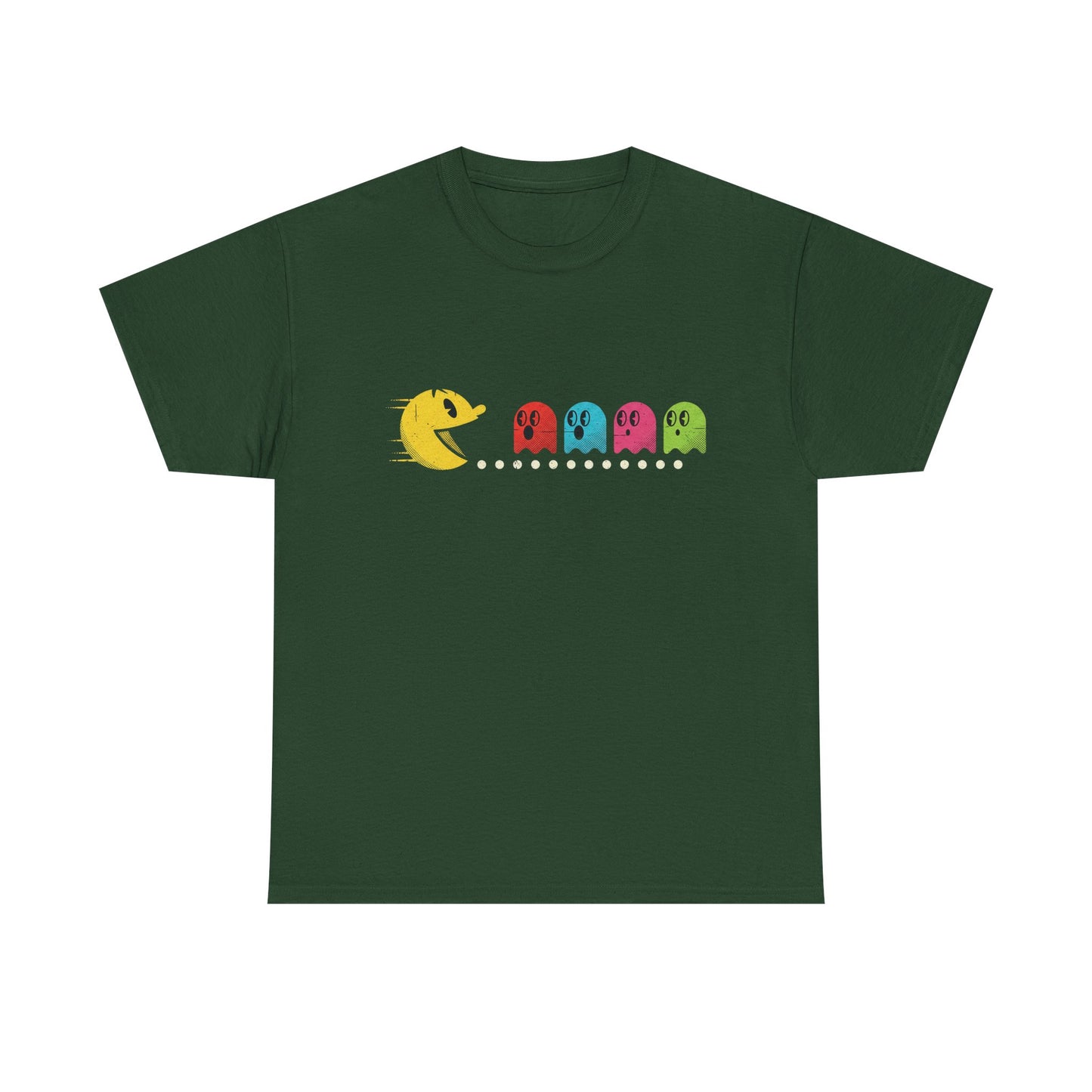 Vintage Pac-Man Inspired Retro Ghost Lineup T-Shirt | Classic Arcade Gamer Tee | Ghosts Chomping Graphic Shirt