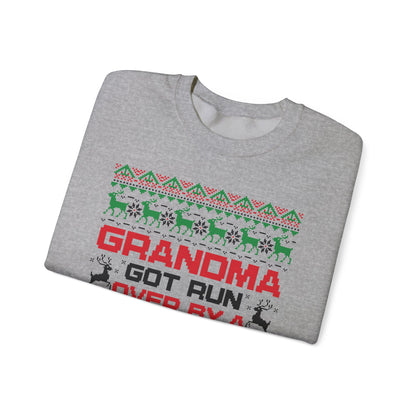 Grandma Got Run Over By A Reindeer Sweatshirt | Funny Christmas Song Ugly Sweater | Retro Holiday Crewneck