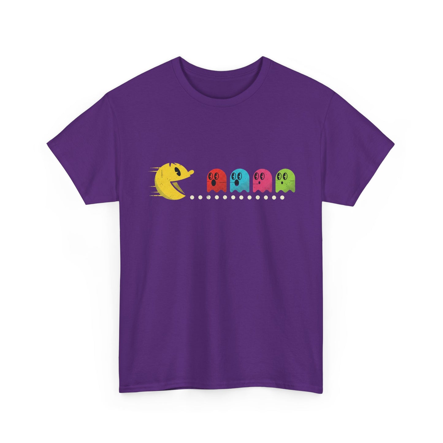 Vintage Pac-Man Inspired Retro Ghost Lineup T-Shirt | Classic Arcade Gamer Tee | Ghosts Chomping Graphic Shirt