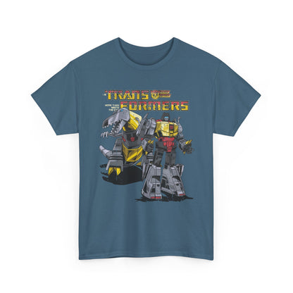 Vintage Transformers Parody T Shirt | Retro Mech Bots Distressed Tee | 80s Cartoon Robot Graphic Shirt