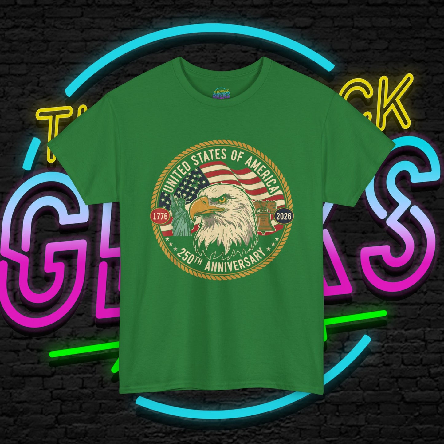 USA 250th Anniversary Shirt, Patriotic Bald Eagle Tee, American Flag Crest Graphic, Independence Day Outfit, Veteran Gift, Unisex T-Shirt