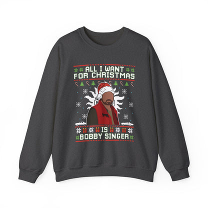 All I Want For Christmas Is Bobby Singer Sweatshirt | Supernatural Hunter Ugly Christmas Sweater | Bobby Singer Holiday Top