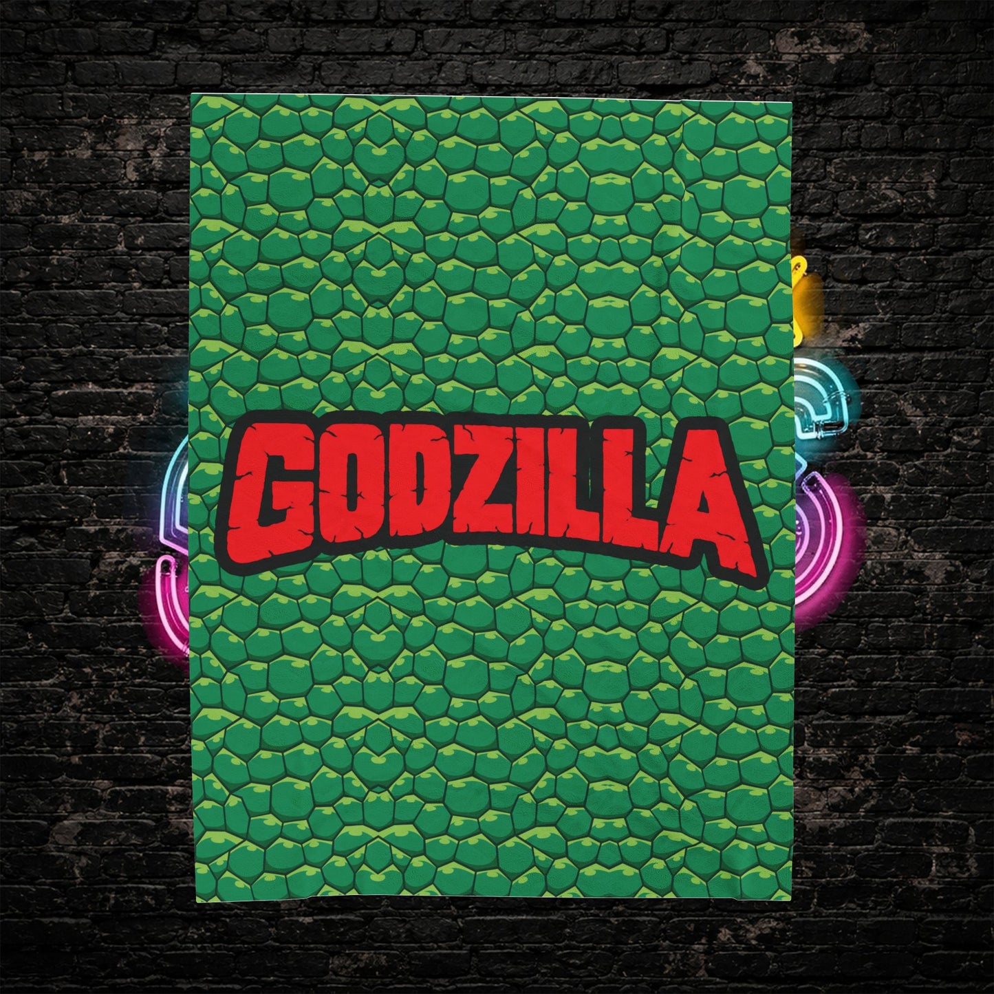 Blanket, Godzilla inspired Velveteen Plush Blanket, Big Monster Movie Night, Cozy Throw for Kaiju Fans, Super Soft Bedding, Unique Home