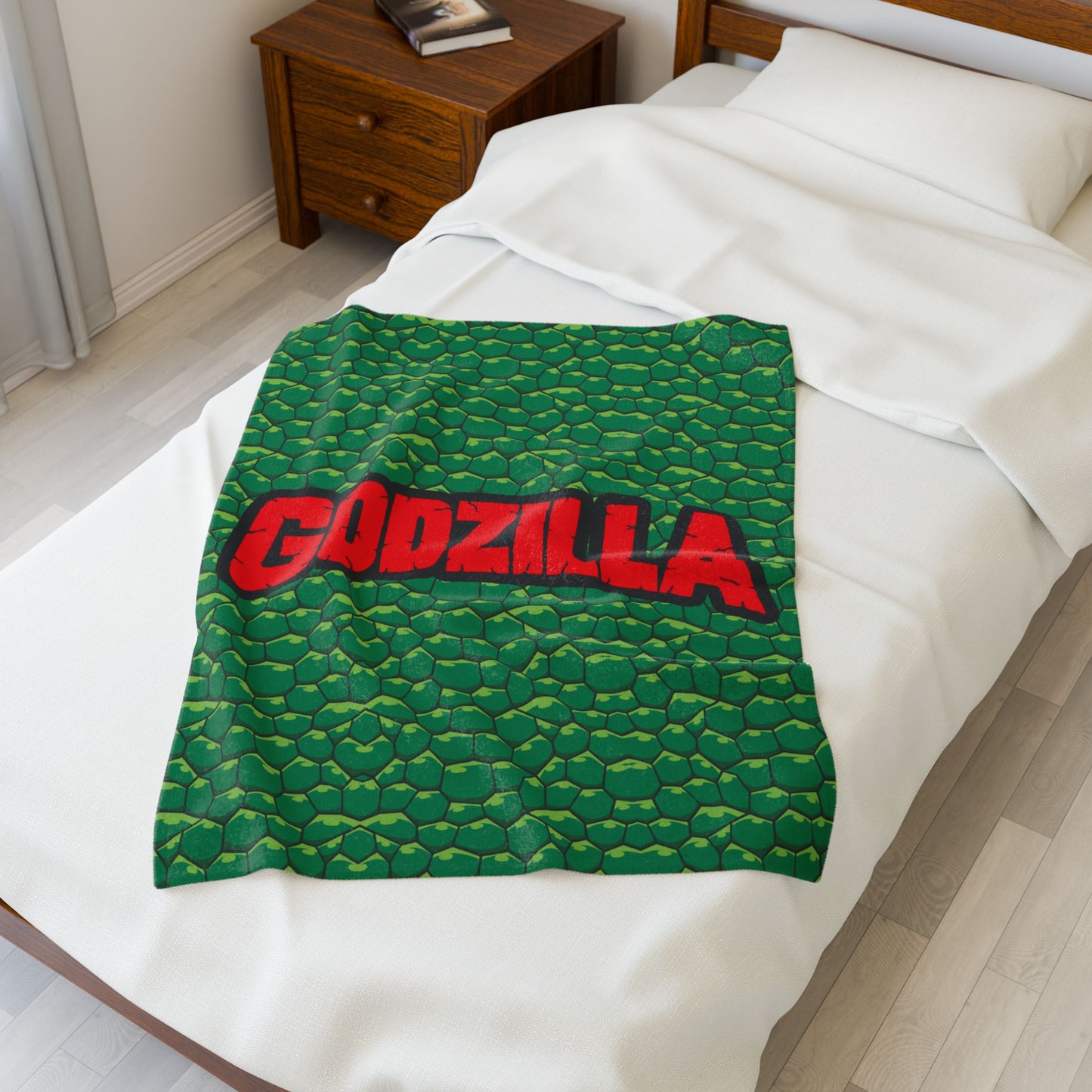 Blanket, Godzilla inspired Velveteen Plush Blanket, Big Monster Movie Night, Cozy Throw for Kaiju Fans, Super Soft Bedding, Unique Home