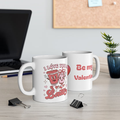 I Love You a Latte Mug | Cute Valentine Coffee Cup for Couples & Coffee Lovers | 11oz / 15oz Ceramic Gift