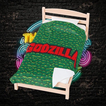 Blanket, Godzilla inspired Velveteen Plush Blanket, Big Monster Movie Night, Cozy Throw for Kaiju Fans, Super Soft Bedding, Unique Home