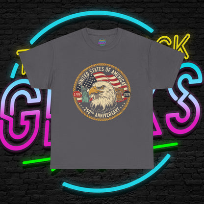 USA 250th Anniversary Shirt, Patriotic Bald Eagle Tee, American Flag Crest Graphic, Independence Day Outfit, Veteran Gift, Unisex T-Shirt