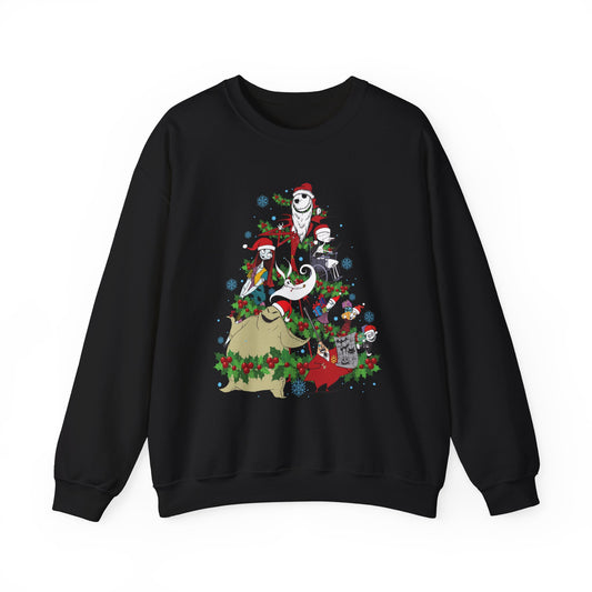 Nightmare Before Christmas Tree Sweatshirt | Jack Sally Zero Oogie Inspired Ugly Christmas Sweater | Spooky Holiday Top