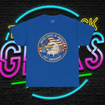 USA 250th Anniversary Shirt, Patriotic Bald Eagle Tee, American Flag Crest Graphic, Independence Day Outfit, Veteran Gift, Unisex T-Shirt