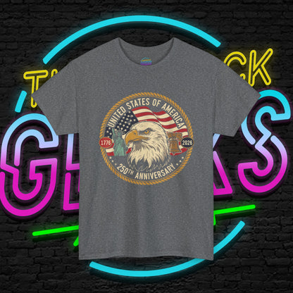 USA 250th Anniversary Shirt, Patriotic Bald Eagle Tee, American Flag Crest Graphic, Independence Day Outfit, Veteran Gift, Unisex T-Shirt