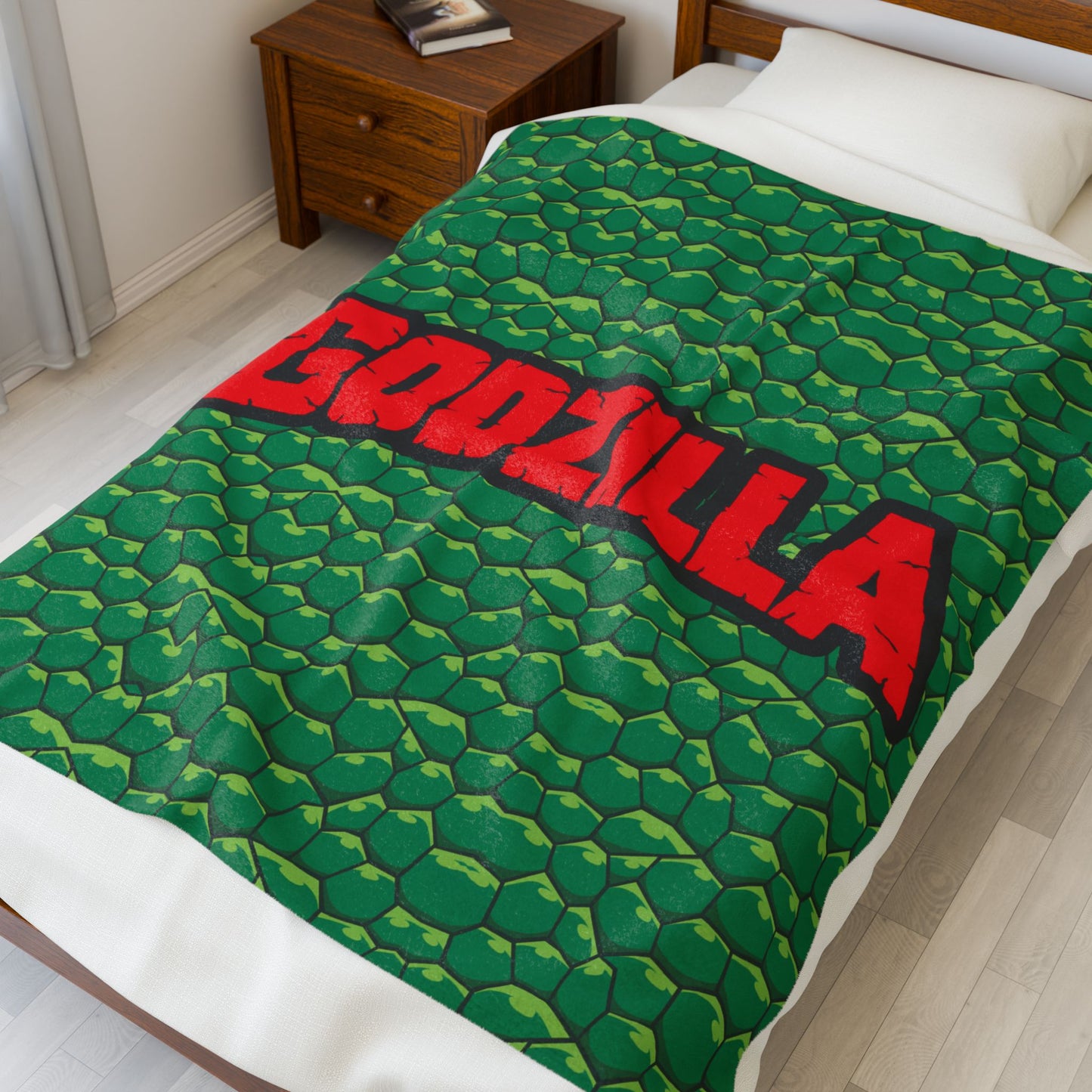 Blanket, Godzilla inspired Velveteen Plush Blanket, Big Monster Movie Night, Cozy Throw for Kaiju Fans, Super Soft Bedding, Unique Home