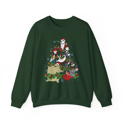 Nightmare Before Christmas Tree Sweatshirt | Jack Sally Zero Oogie Inspired Ugly Christmas Sweater | Spooky Holiday Top