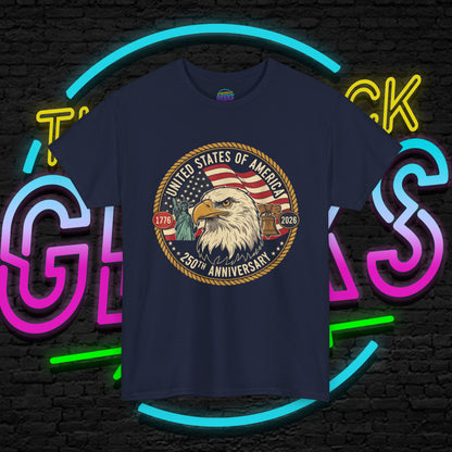 USA 250th Anniversary Shirt, Patriotic Bald Eagle Tee, American Flag Crest Graphic, Independence Day Outfit, Veteran Gift, Unisex T-Shirt