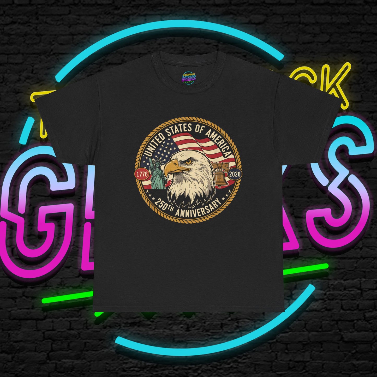 USA 250th Anniversary Shirt, Patriotic Bald Eagle Tee, American Flag Crest Graphic, Independence Day Outfit, Veteran Gift, Unisex T-Shirt