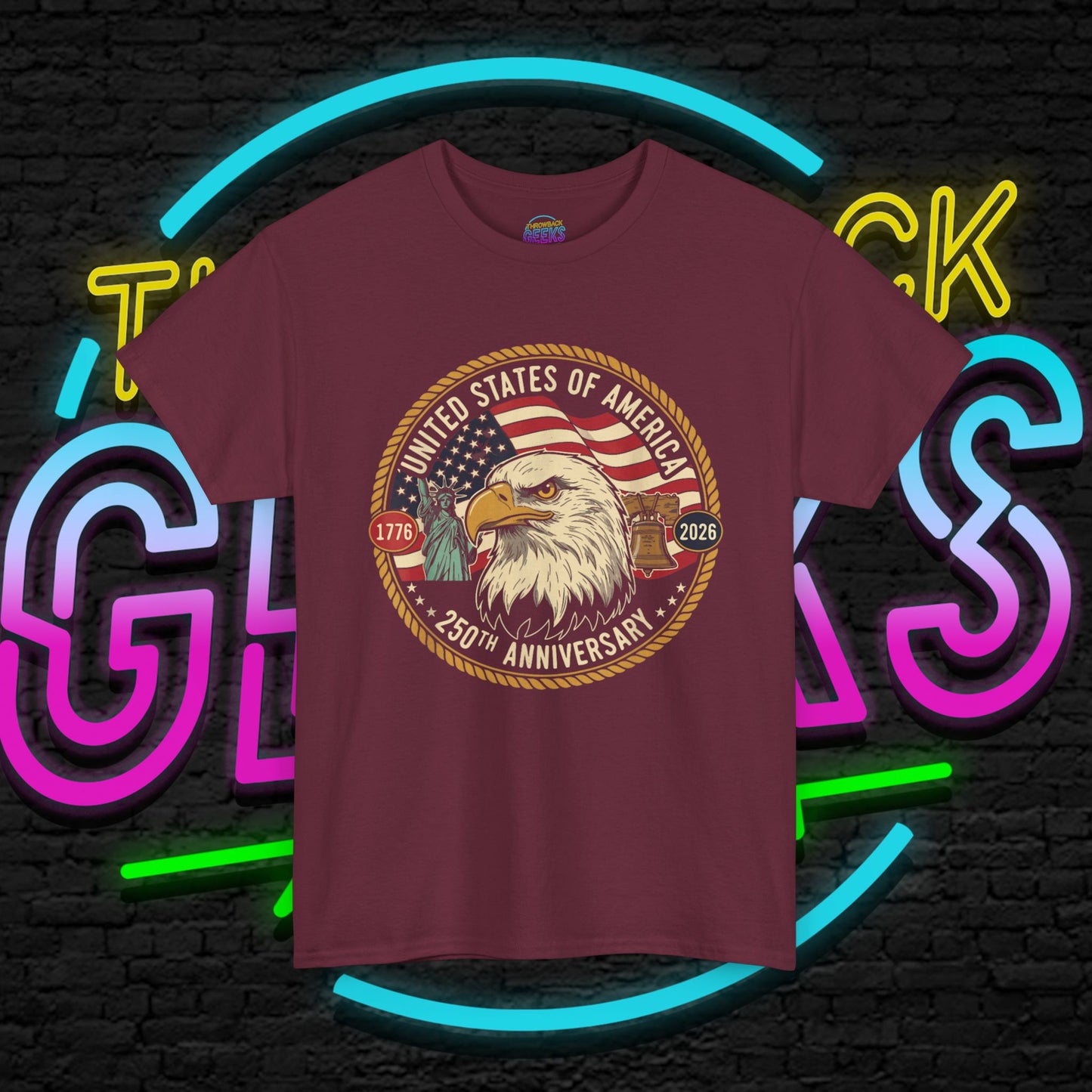 USA 250th Anniversary Shirt, Patriotic Bald Eagle Tee, American Flag Crest Graphic, Independence Day Outfit, Veteran Gift, Unisex T-Shirt