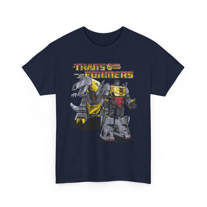 Vintage Transformers Parody T Shirt | Retro Mech Bots Distressed Tee | 80s Cartoon Robot Graphic Shirt