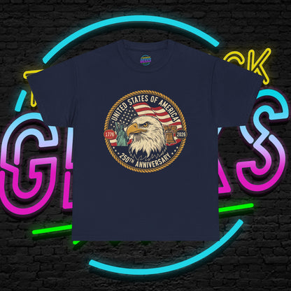 USA 250th Anniversary Shirt, Patriotic Bald Eagle Tee, American Flag Crest Graphic, Independence Day Outfit, Veteran Gift, Unisex T-Shirt