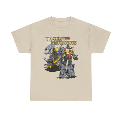 Vintage Transformers Parody T Shirt | Retro Mech Bots Distressed Tee | 80s Cartoon Robot Graphic Shirt