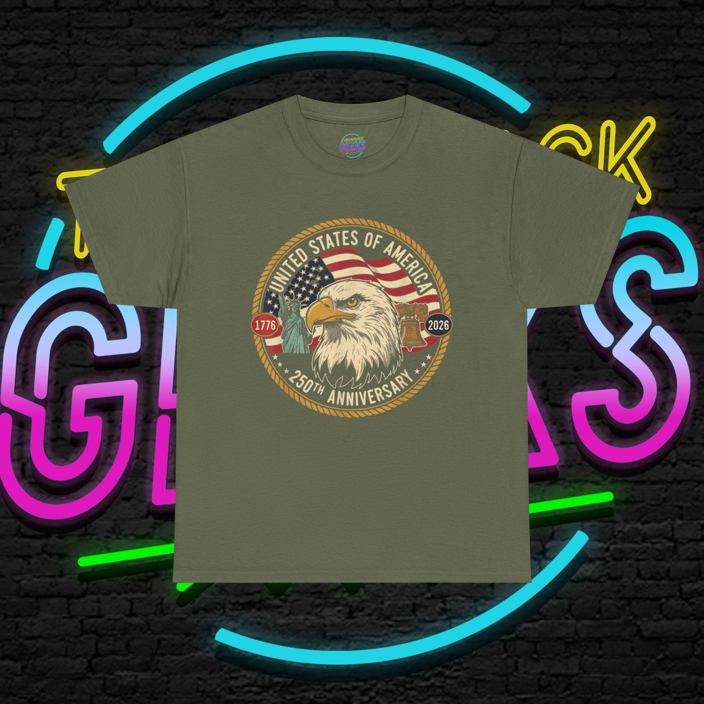 USA 250th Anniversary Shirt, Patriotic Bald Eagle Tee, American Flag Crest Graphic, Independence Day Outfit, Veteran Gift, Unisex T-Shirt