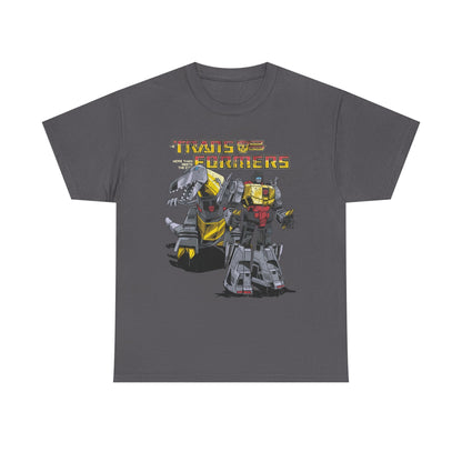 Vintage Transformers Parody T Shirt | Retro Mech Bots Distressed Tee | 80s Cartoon Robot Graphic Shirt