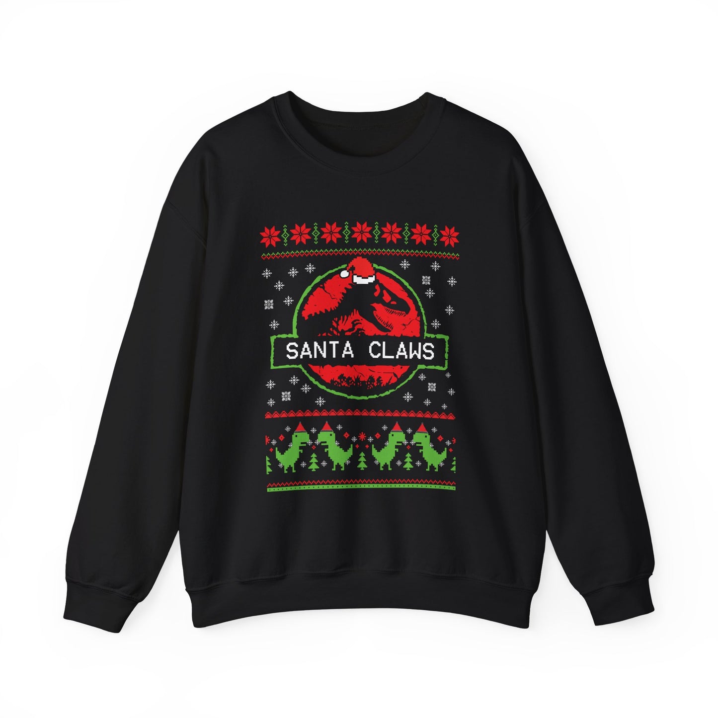 Santa Claws Jurassic Christmas Sweatshirt | Dinosaur Parody Ugly Christmas Sweater | Funny Santa Claws Dino Top