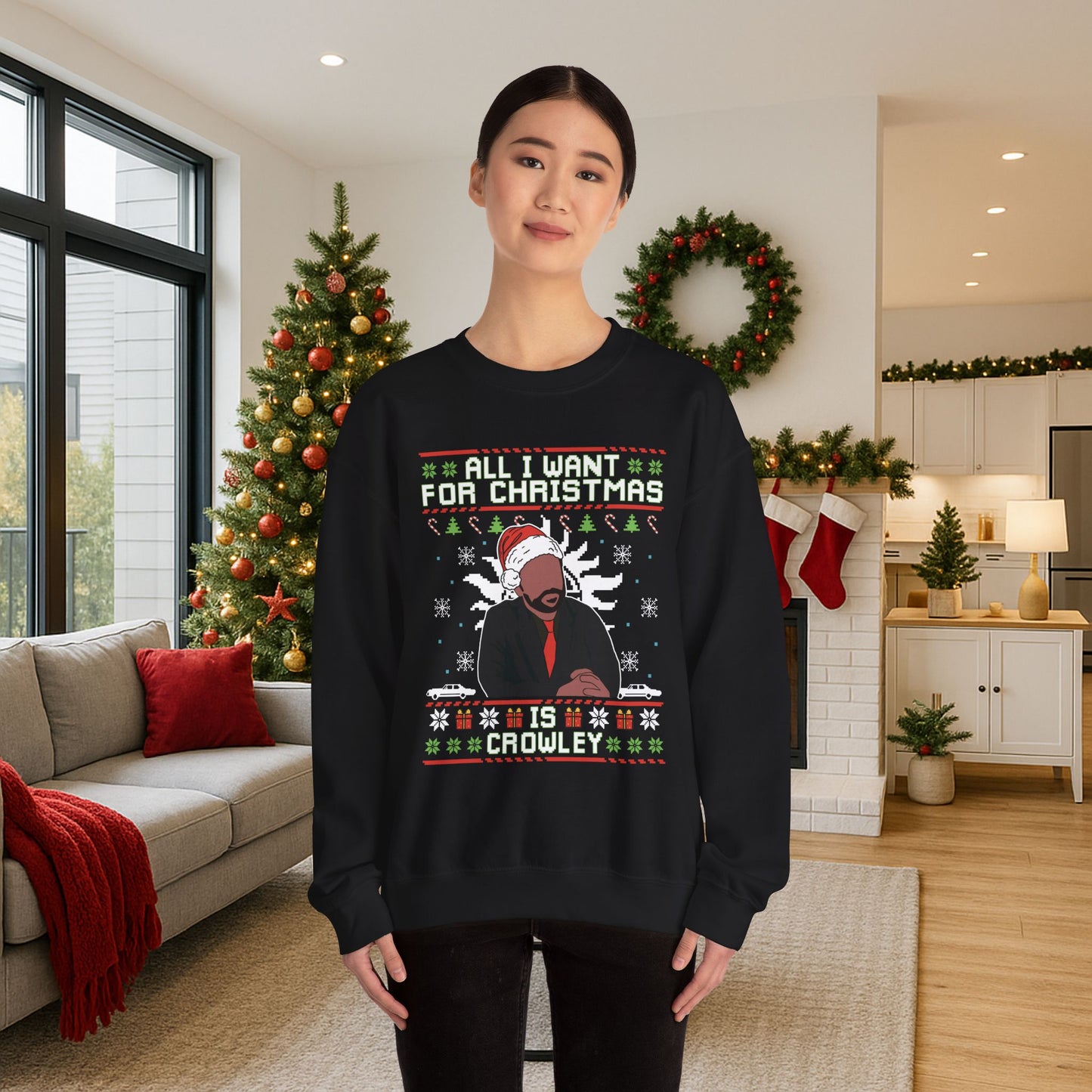 All I Want For Christmas Is Crowley Sweatshirt | Supernatural Inspired Ugly Christmas Sweater | King Of Hell Holiday Top