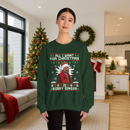 All I Want For Christmas Is Bobby Singer Sweatshirt | Supernatural Hunter Ugly Christmas Sweater | Bobby Singer Holiday Top