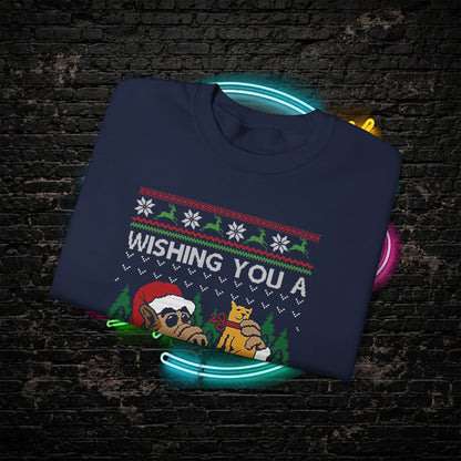 ALF Meowy Catmas Ugly Christmas Sweatshirt | 80s Alien Sitcom Cat Lover Sweater | Retro TV Fan Art