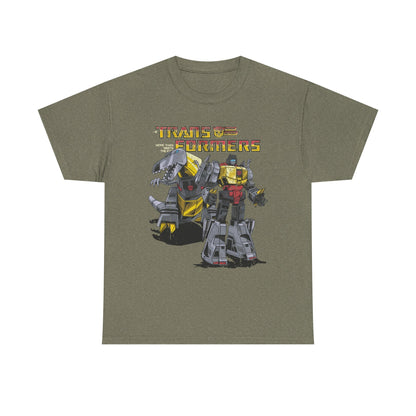 Vintage Transformers Parody T Shirt | Retro Mech Bots Distressed Tee | 80s Cartoon Robot Graphic Shirt