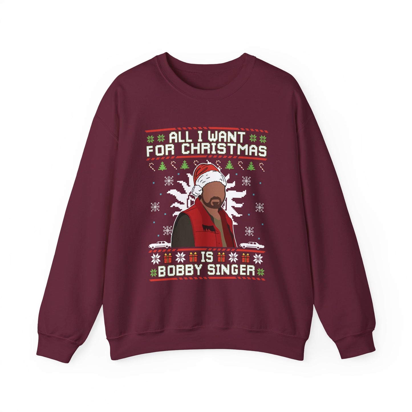 All I Want For Christmas Is Bobby Singer Sweatshirt | Supernatural Hunter Ugly Christmas Sweater | Bobby Singer Holiday Top