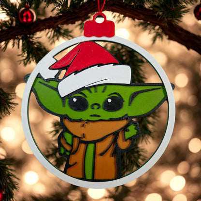 3D Printed Galaxy Sprout Christmas Ornament | Green Alien Tree Decor (3 Variants)