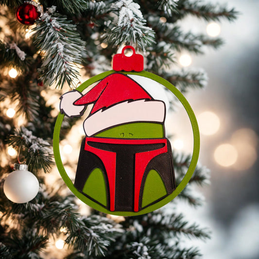 Festive Bounty Helmet Christmas Ornament | Multicolor 3D Printed Geeky Tree Decor