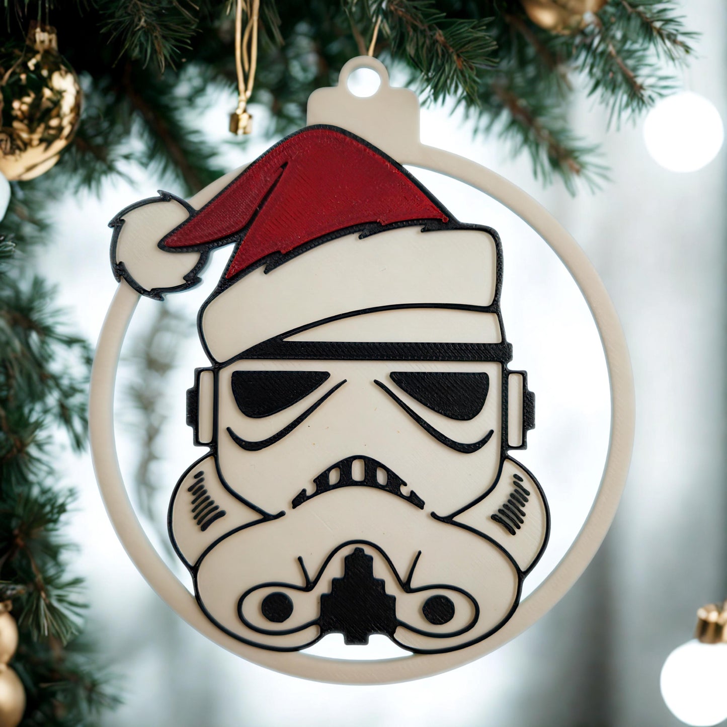Galactic Trooper Helmet Christmas Ornament | 3D Printed Sci-Fi Armor Tree Decor