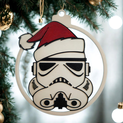 Galactic Trooper Helmet Christmas Ornament | 3D Printed Sci-Fi Armor Tree Decor
