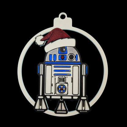 Astro Companion Droid Christmas Ornament | Blue and White Galaxy Robot Tree Decor