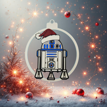 Astro Companion Droid Christmas Ornament | Blue and White Galaxy Robot Tree Decor