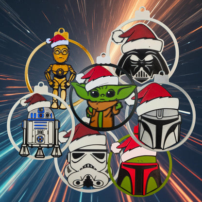 Galactic Holiday Ornament Set (7 Piece) | 3D Printed Sci-Fi Christmas Tree Decor
