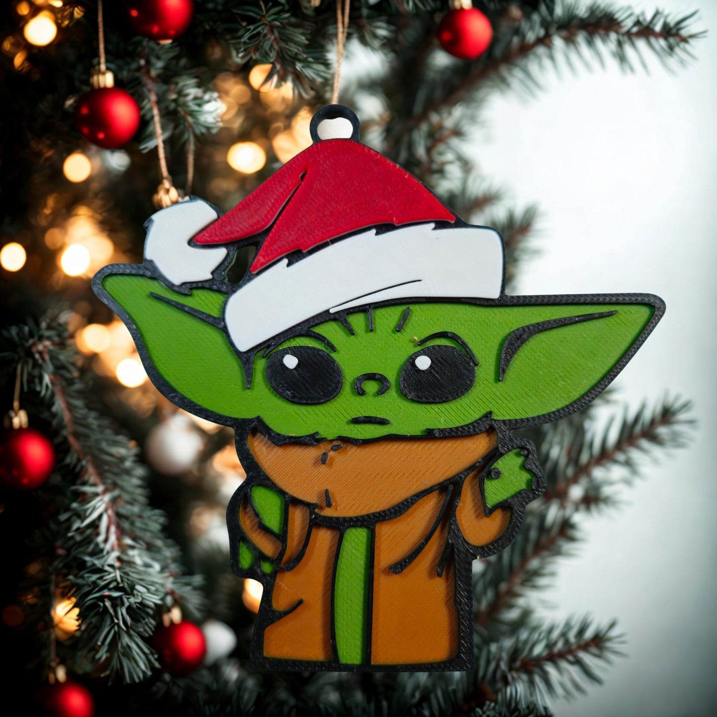 3D Printed Galaxy Sprout Christmas Ornament | Green Alien Tree Decor (3 Variants)