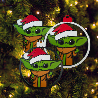 3D Printed Galaxy Sprout Christmas Ornament | Green Alien Tree Decor (3 Variants)