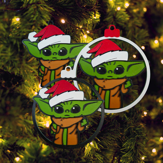3D Printed Galaxy Sprout Christmas Ornament | Green Alien Tree Decor (3 Variants)