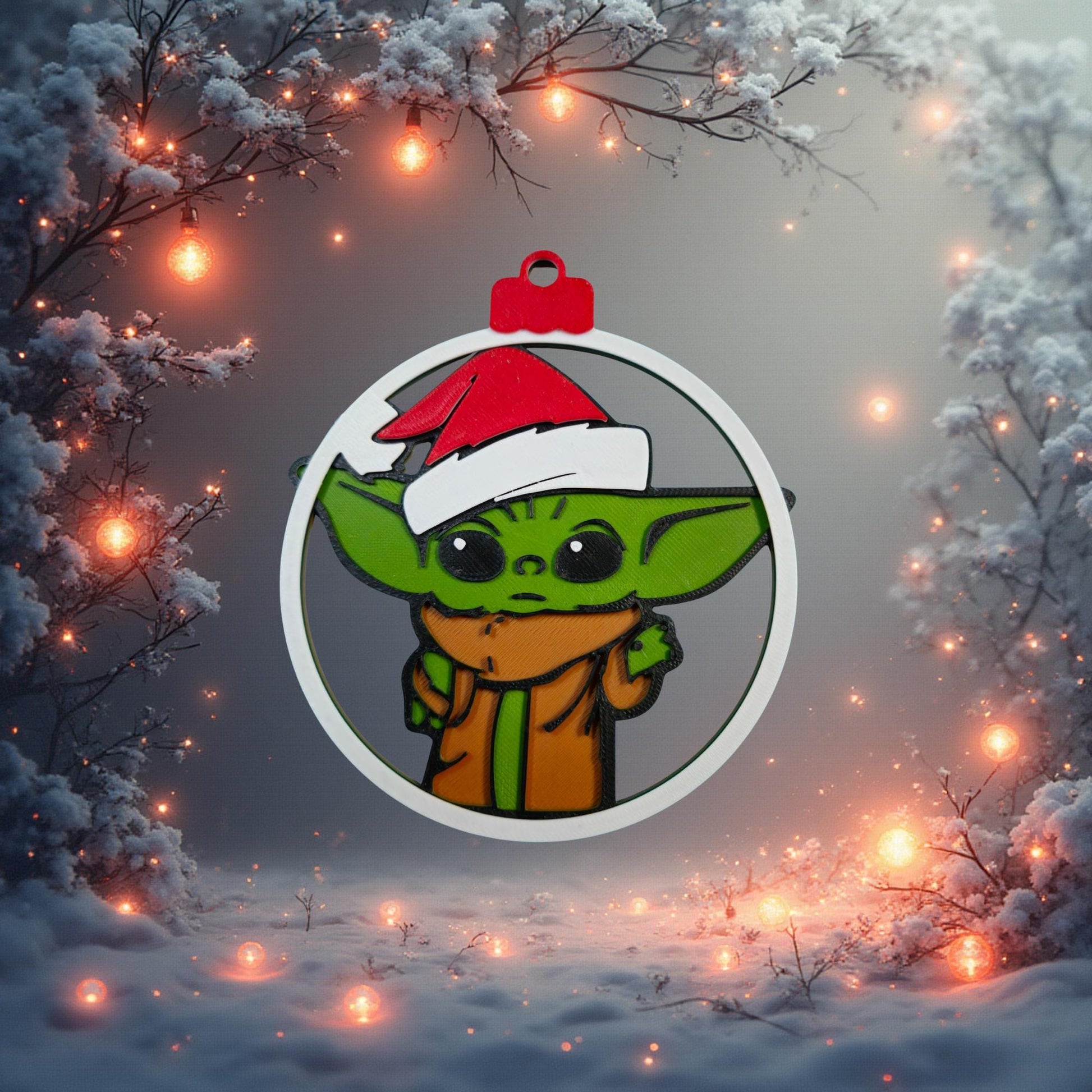 3D Printed Galaxy Sprout Christmas Ornament | Green Alien Tree Decor (3 Variants)