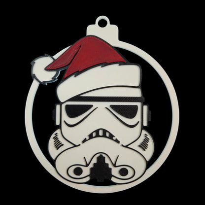 Galactic Trooper Helmet Christmas Ornament | 3D Printed Sci-Fi Armor Tree Decor