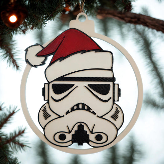 Galactic Trooper Helmet Christmas Ornament | 3D Printed Sci-Fi Armor Tree Decor