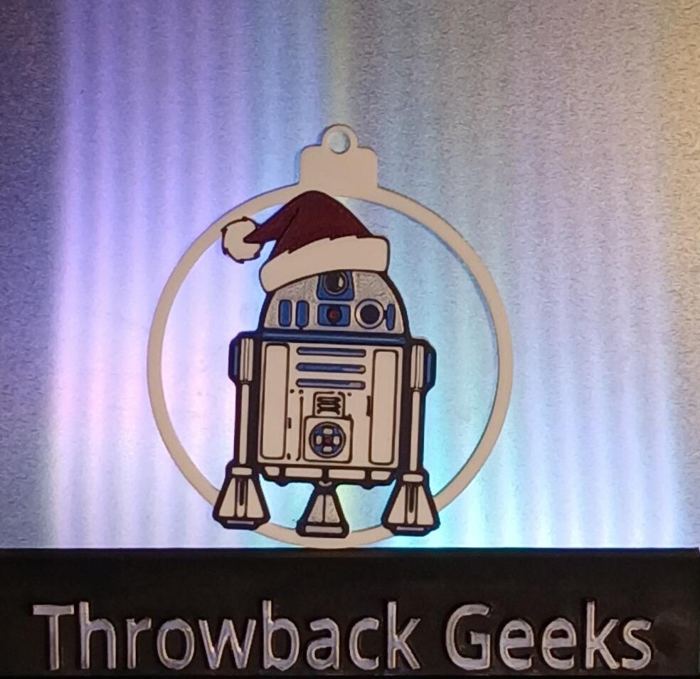 Astro Companion Droid Christmas Ornament | Blue and White Galaxy Robot Tree Decor